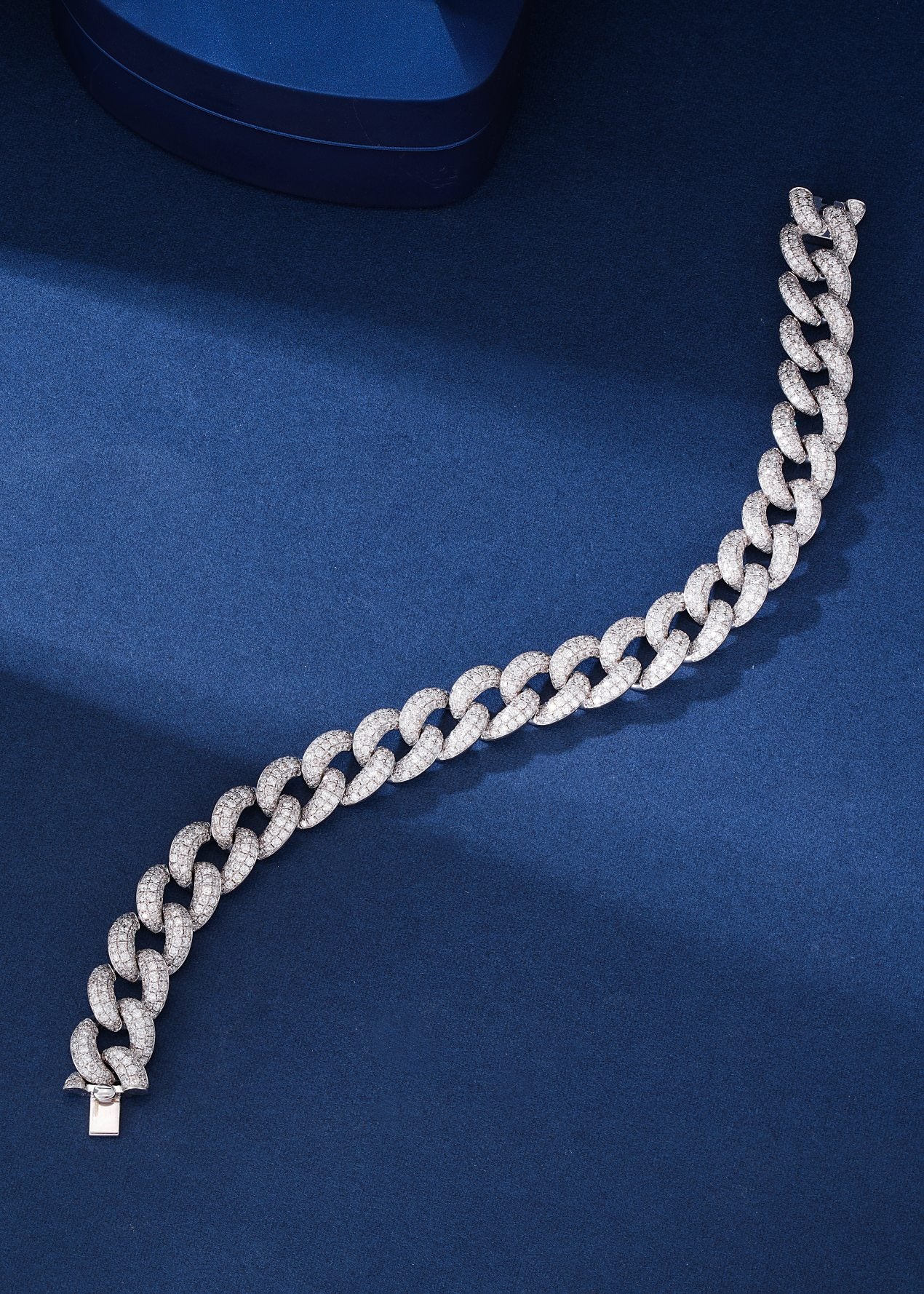 18K Wide Cuban Link Bracelet with Diamonds – Luxury Jewelry - White Diamond Bracelet