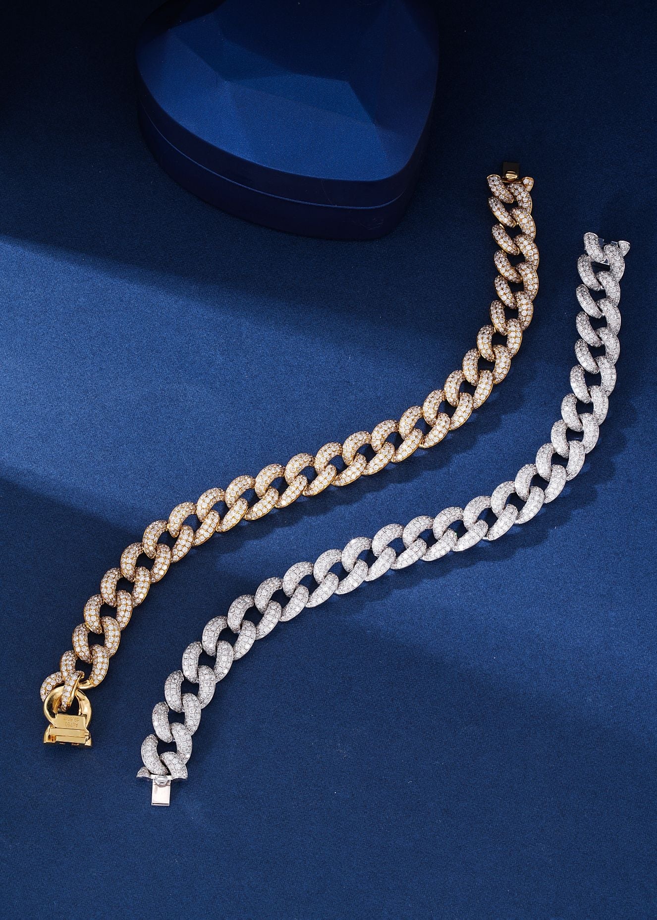 18K Wide Cuban Link Bracelet with Diamonds – Luxury Jewelry - White Diamond Bracelet