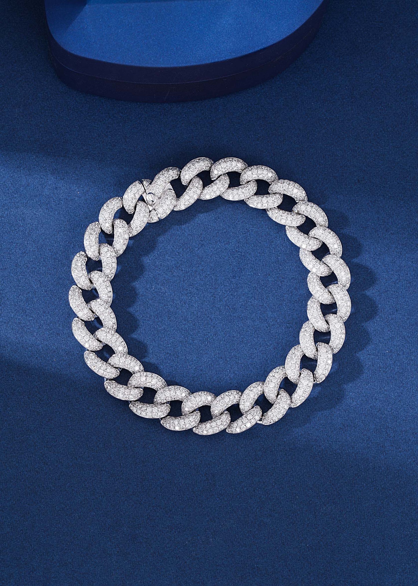 18K Wide Cuban Link Bracelet with Diamonds – Luxury Jewelry - White Diamond Bracelet