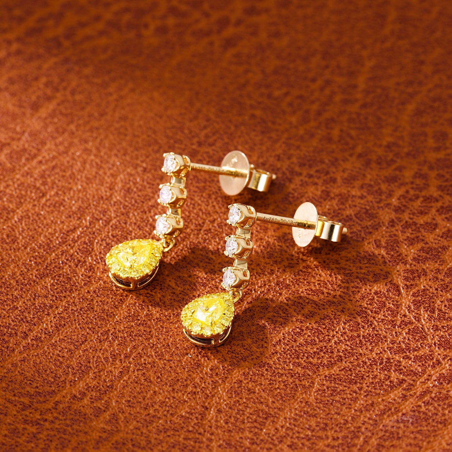 18K Yellow Gold Diamond Bubble Drop Earrings - Luxurious Jewelry Jeweler.Jewelry