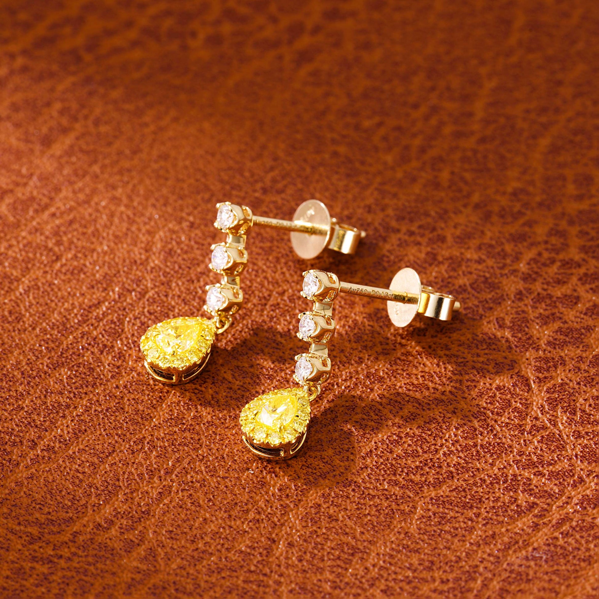 18K Yellow Gold Diamond Bubble Drop Earrings - Luxurious Jewelry Jeweler.Jewelry