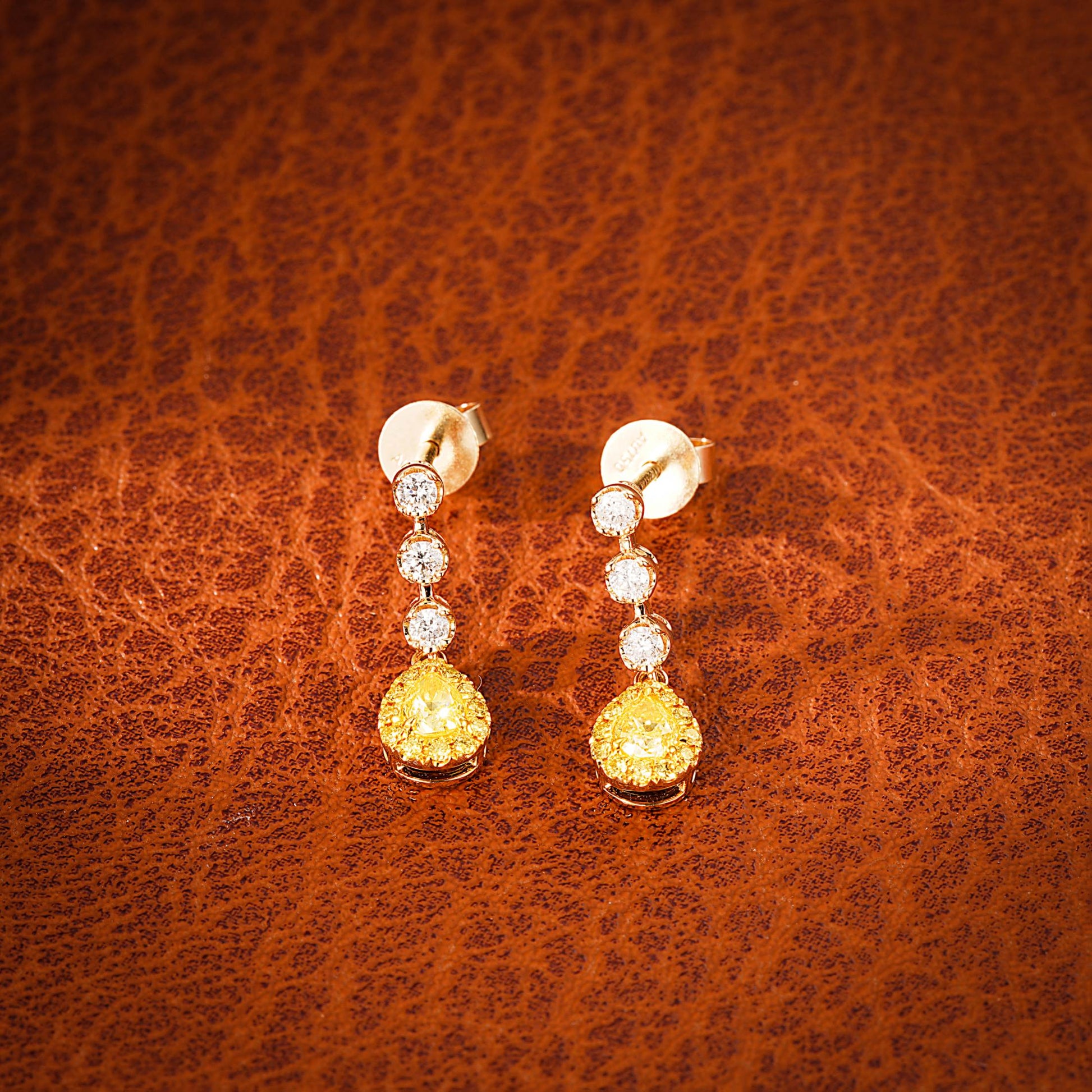 18K Yellow Gold Diamond Bubble Drop Earrings - Luxurious Jewelry Jeweler.Jewelry