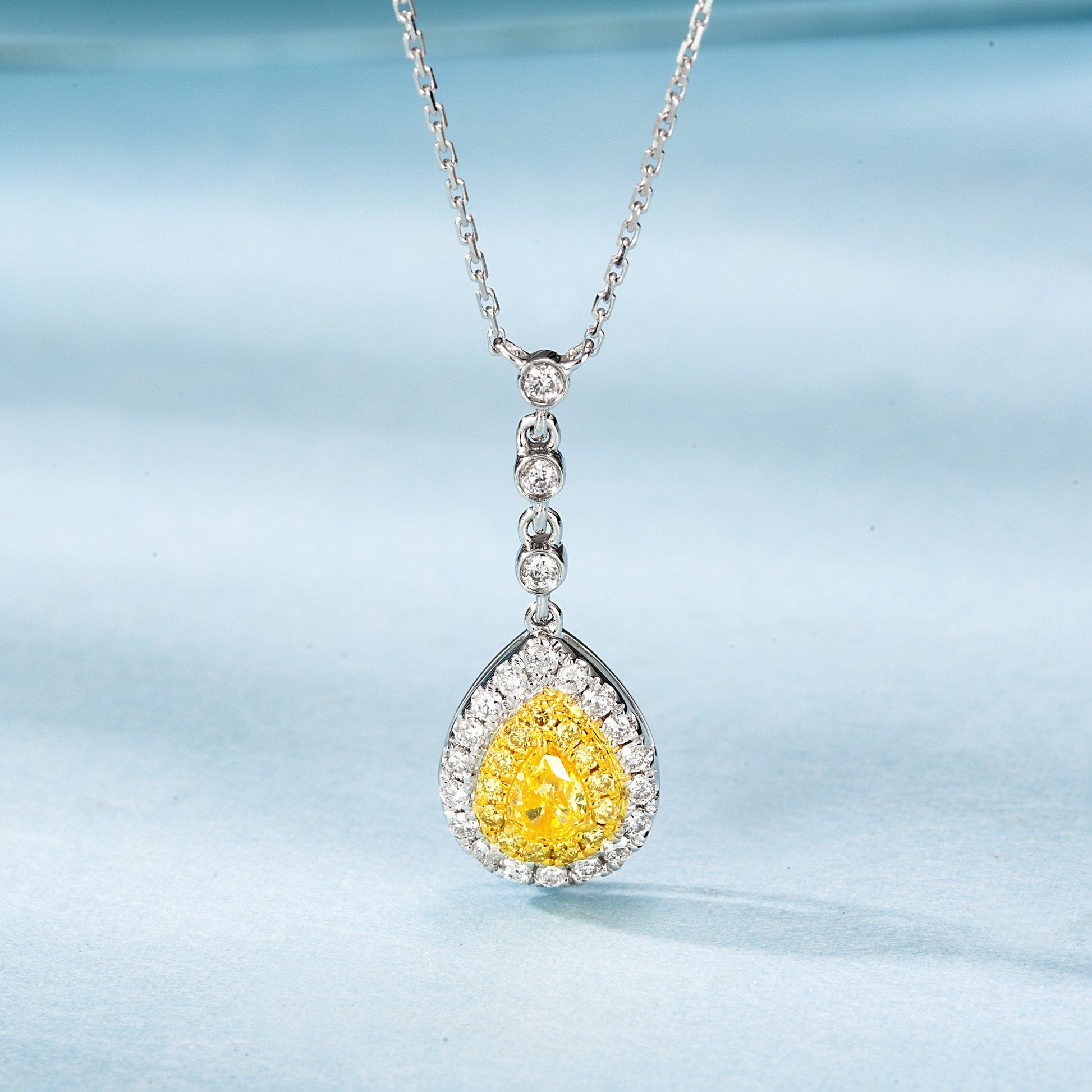 18K Yellow Gold Diamond Bubble Pendant Necklace - Fine Jewelry - Yellow Diamond Necklace