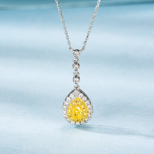 18K Yellow Gold Diamond Bubble Pendant Necklace - Fine Jewelry - Yellow Diamond Necklace