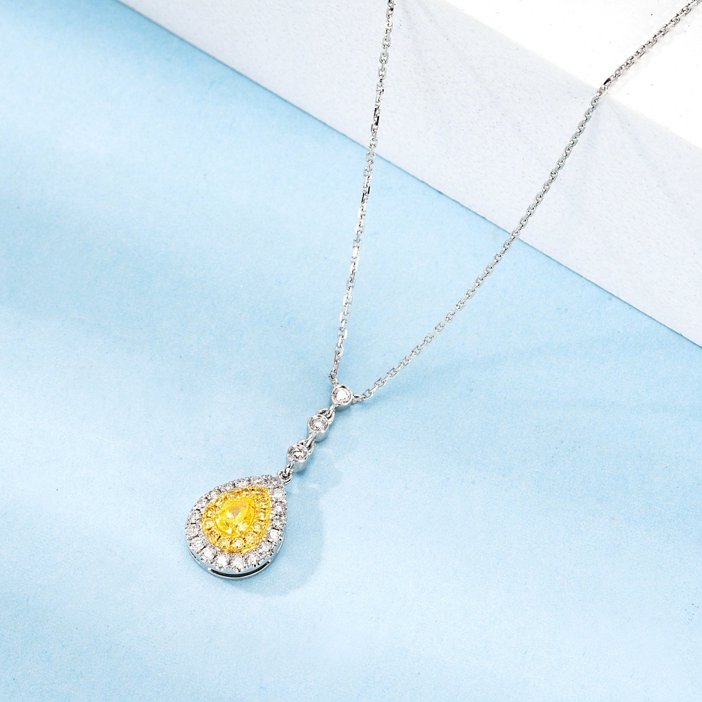 18K Yellow Gold Diamond Bubble Pendant Necklace - Fine Jewelry - Yellow Diamond Necklace