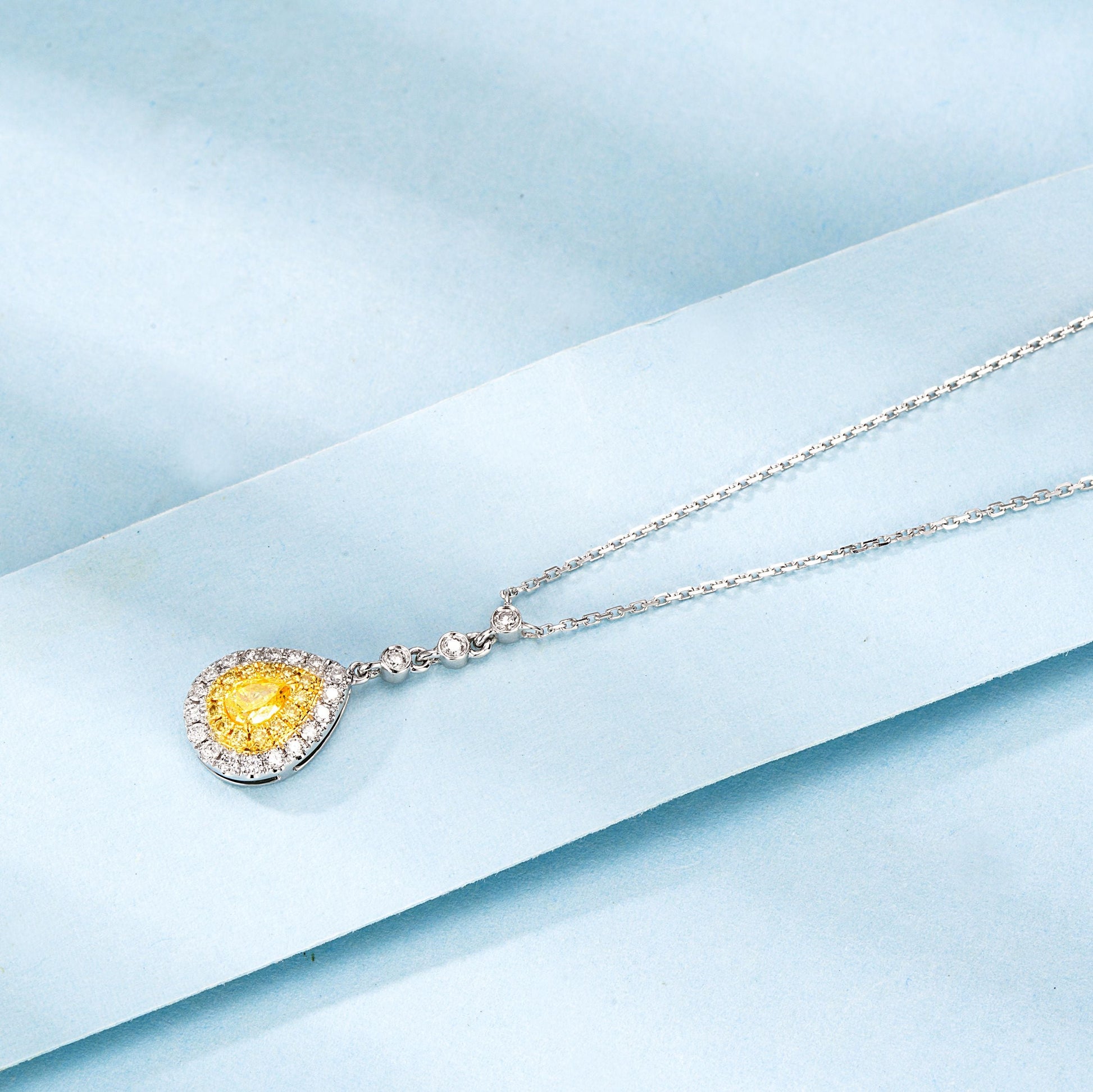 18K Yellow Gold Diamond Bubble Pendant Necklace - Fine Jewelry - Yellow Diamond Necklace