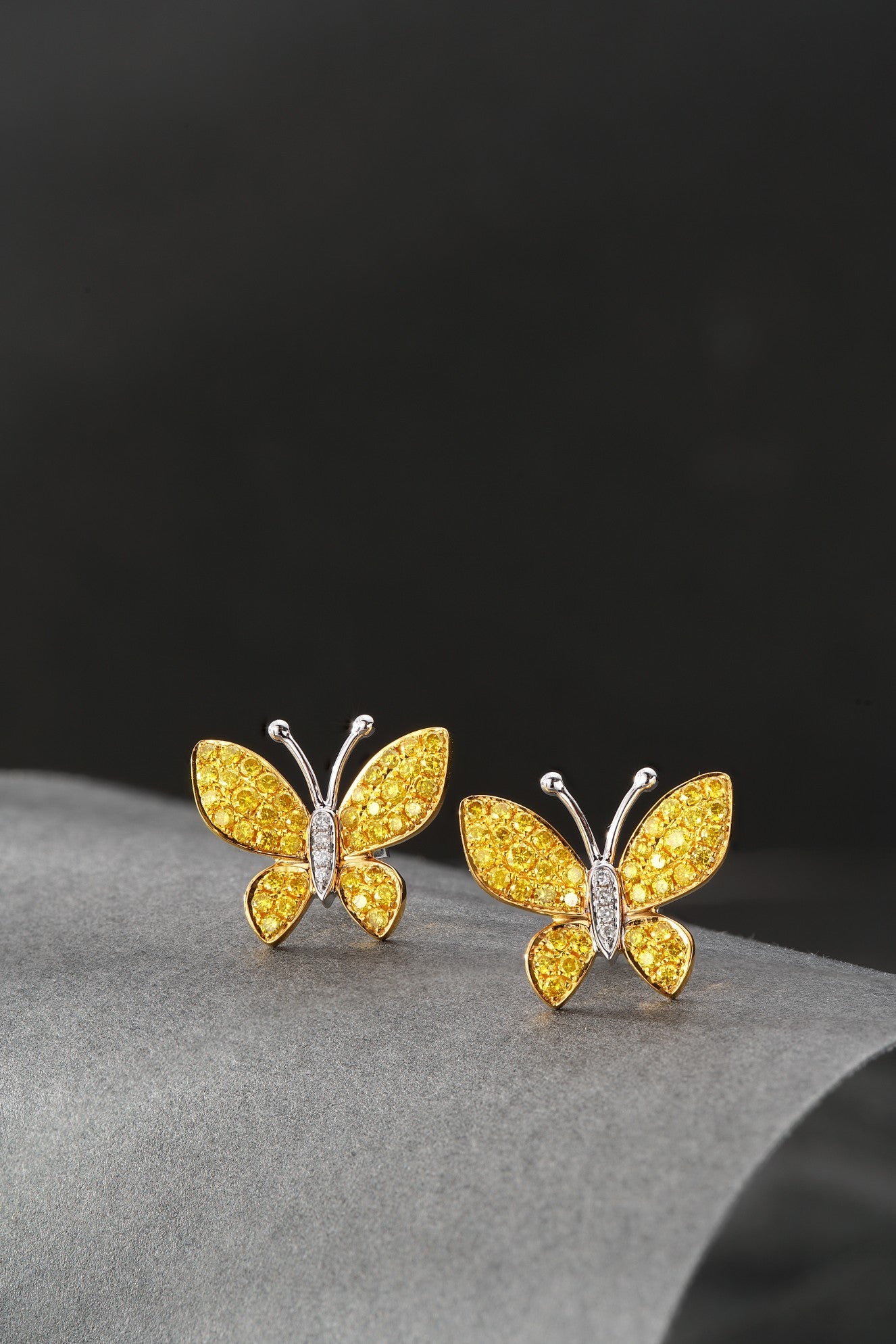 18K Yellow Gold Diamond Butterfly Earrings – ED031-Y - Jeweler.Jewelry