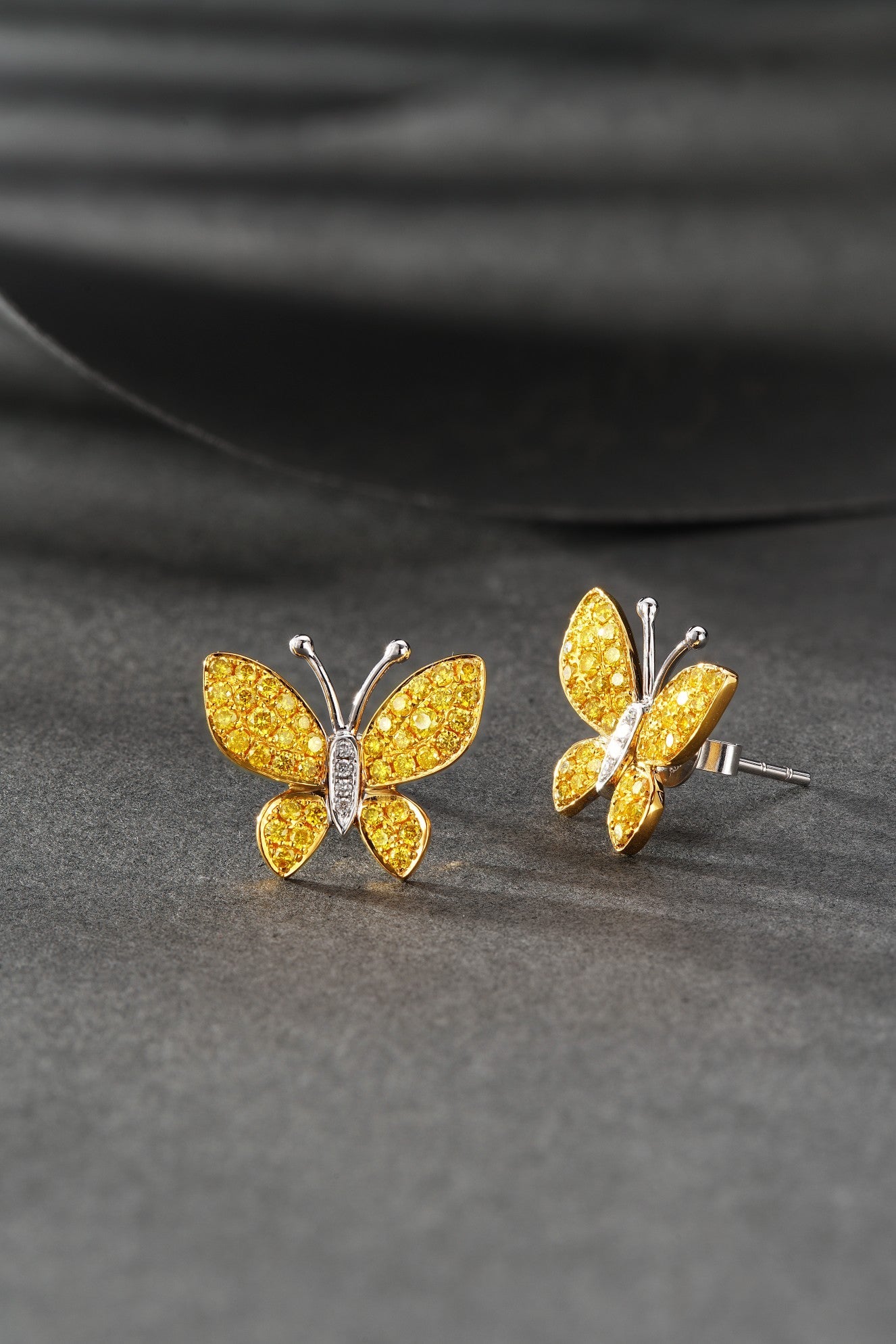 18K Yellow Gold Diamond Butterfly Earrings – ED031-Y - Jeweler.Jewelry