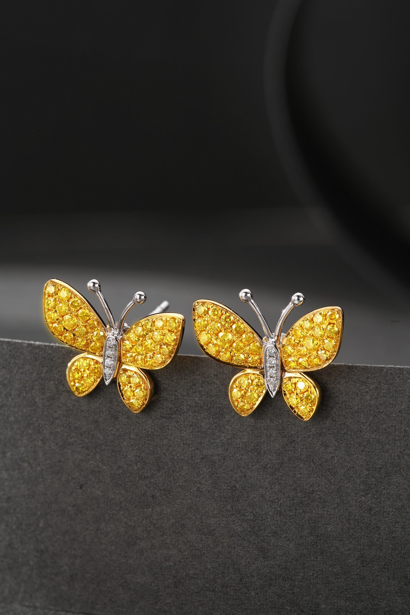 18K Yellow Gold Diamond Butterfly Earrings – ED031-Y - Jeweler.Jewelry