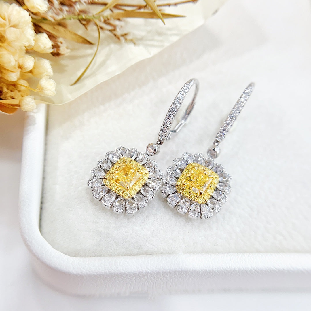 18K Yellow Gold Diamond Cushion-Cut Pear-Shaped Earrings | Luxury Jewelry Jeweler.Jewelry