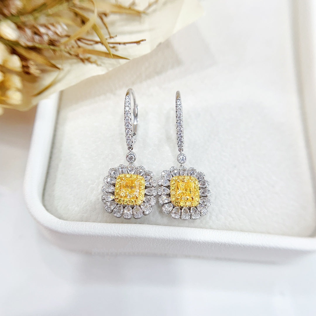 18K Yellow Gold Diamond Cushion-Cut Pear-Shaped Earrings | Luxury Jewelry Jeweler.Jewelry