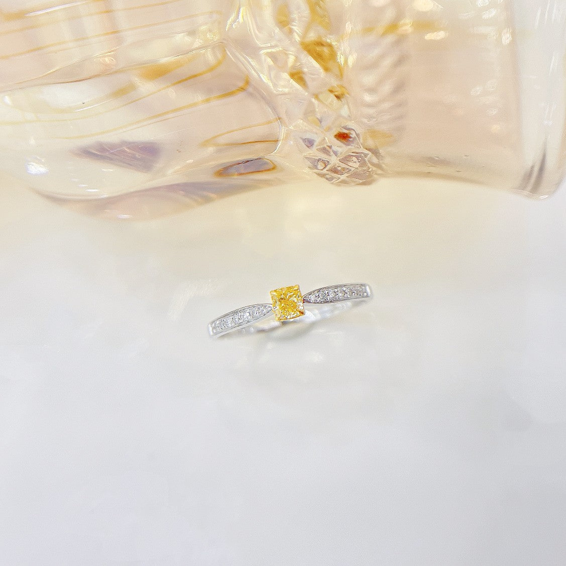 18k Yellow Gold Diamond Cushion-Cut Ring - Jewelry Delight - Yellow Diamond Ring