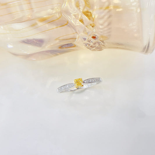 18k Yellow Gold Diamond Cushion-Cut Ring - Jewelry Delight - Yellow Diamond Ring