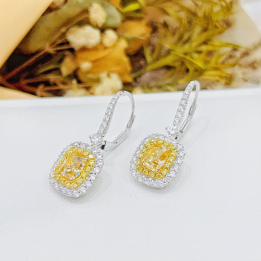 18K Yellow Gold Diamond Cushion Halo Earrings - Luxury Jewelry - Jeweler.Jewelry