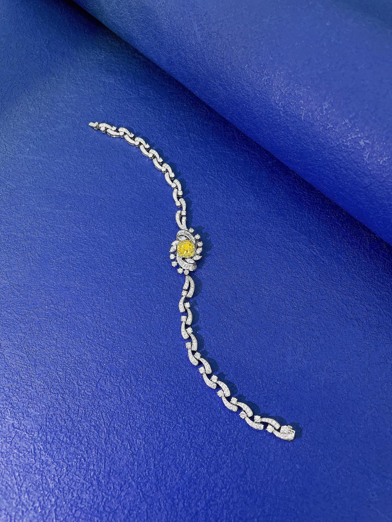 18K Yellow Gold Diamond Cushion & Marquise Double Layer Bracelet - Premium Jewelry - Yellow Diamond Bracelet