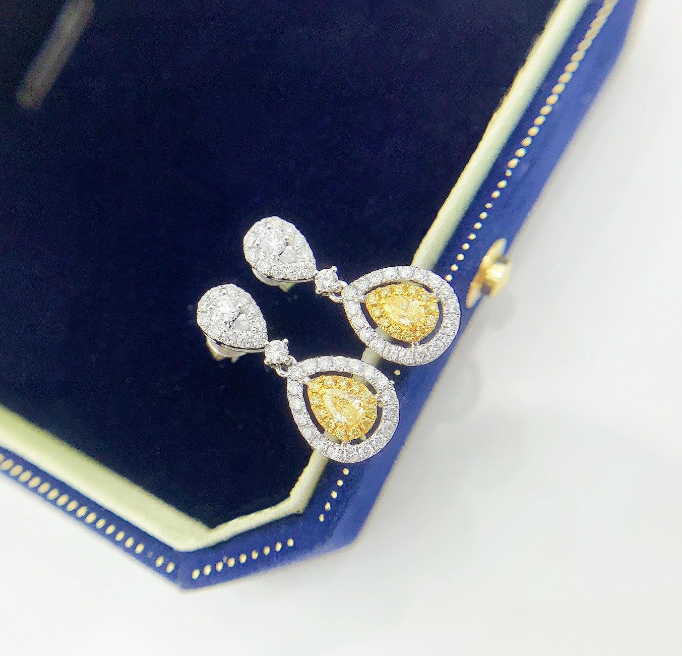 18K Yellow Gold Diamond Drop Earrings - Luxurious Jewelry Piece Jeweler.Jewelry