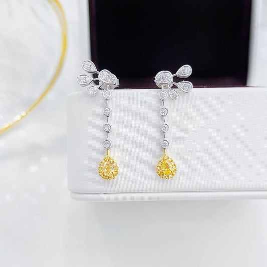 18K Yellow Gold Diamond Drop Peacock Bubble Earrings - Exquisite Jewelry Jeweler.Jewelry