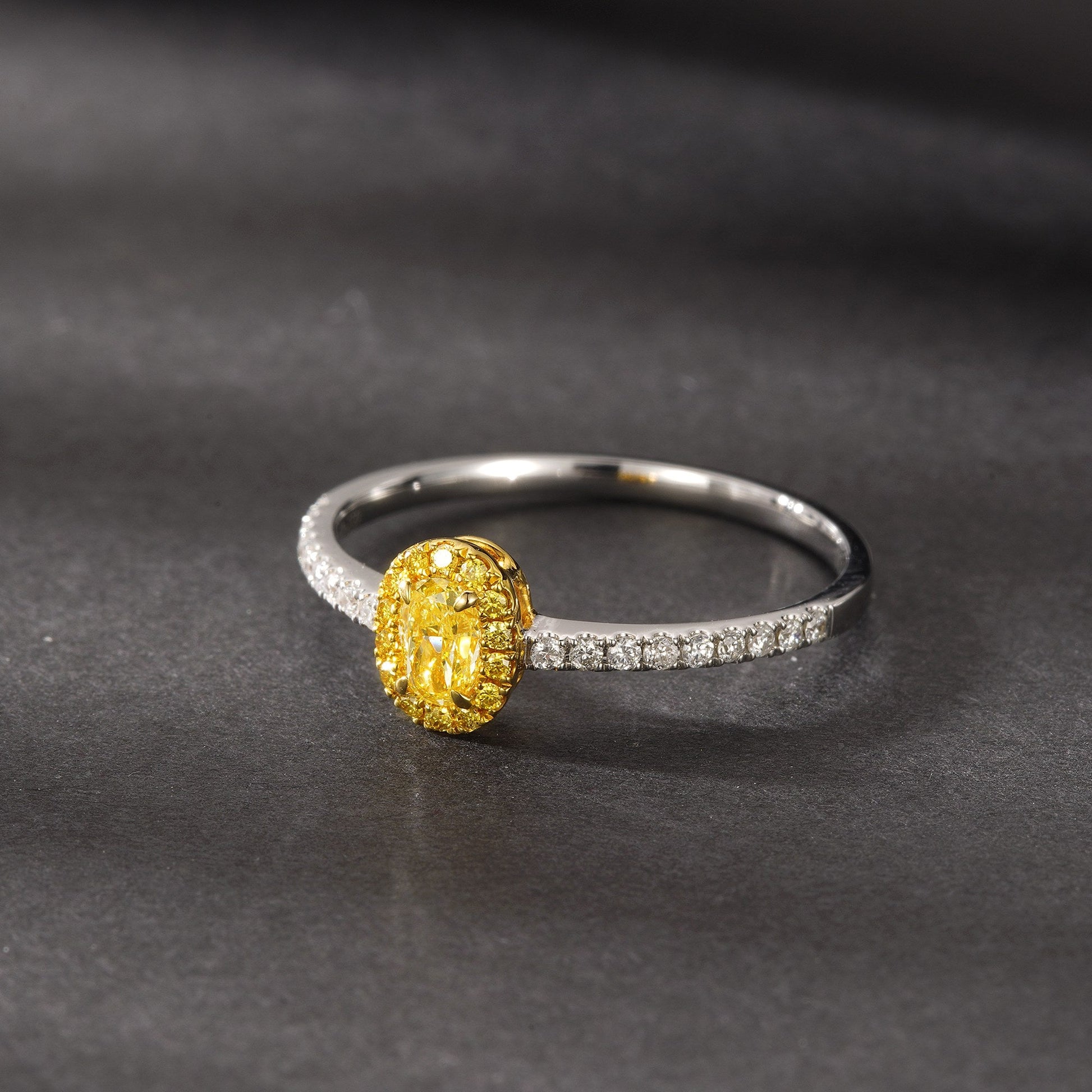 18K Yellow Gold Diamond Elliptical Ring | Luxurious Jewelry Collection - Yellow Diamond Ring