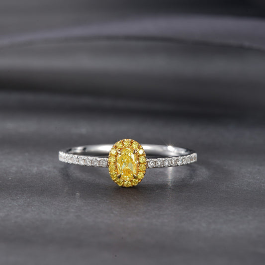 18K Yellow Gold Diamond Elliptical Ring | Luxurious Jewelry Collection - Yellow Diamond Ring