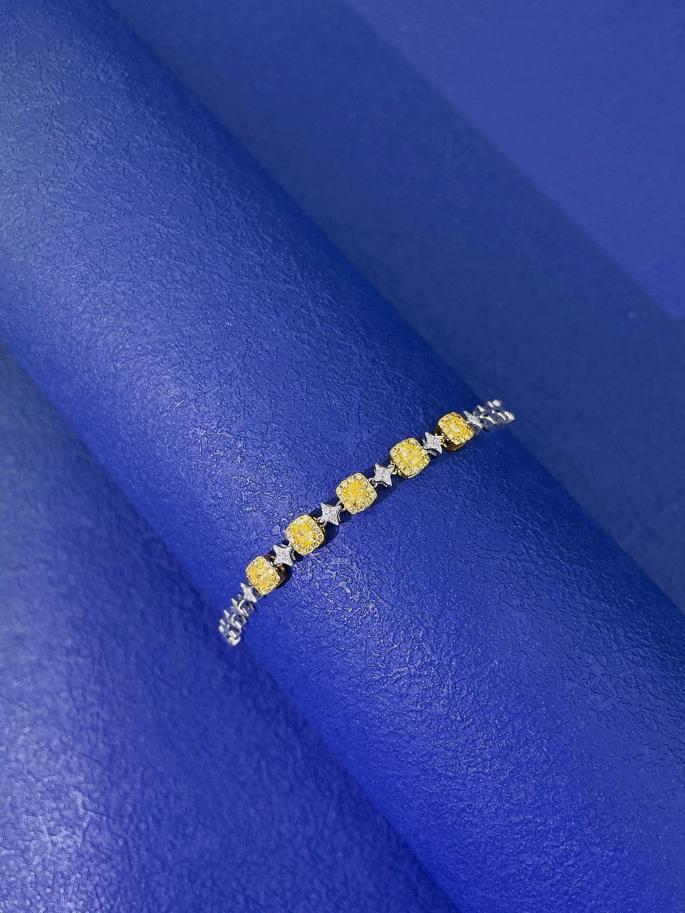 18K Yellow Gold Diamond Five-Stone Bracelet - Luxurious Jewelry Piece - Yellow Diamond Bracelet