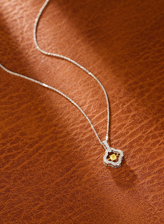 18K Yellow Gold Diamond Flexible Flower Necklace - Yellow Diamond Necklace