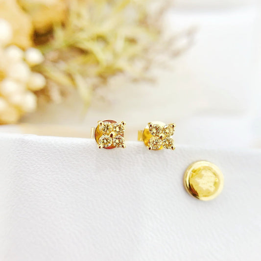 18K Yellow Gold Diamond Four-Leaf Earrings - ED047-Y - Jeweler.Jewelry