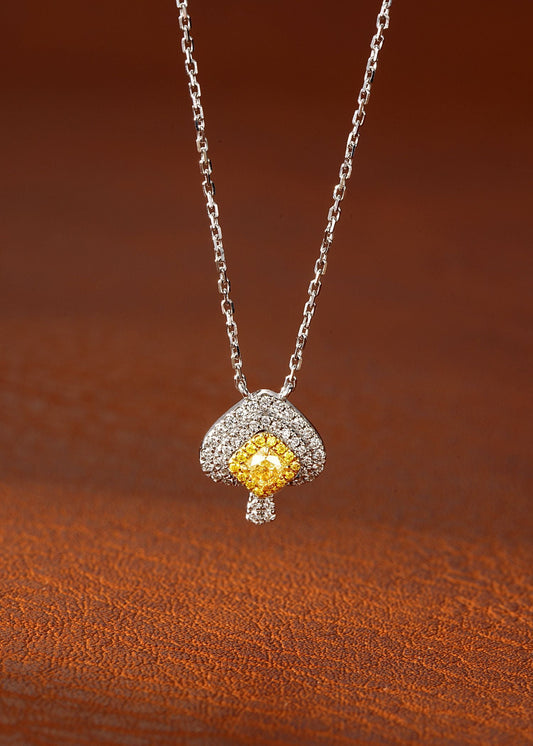 18K Yellow Gold Diamond Heart Necklace - Elegant Jewelry Piece - Yellow Diamond Necklace