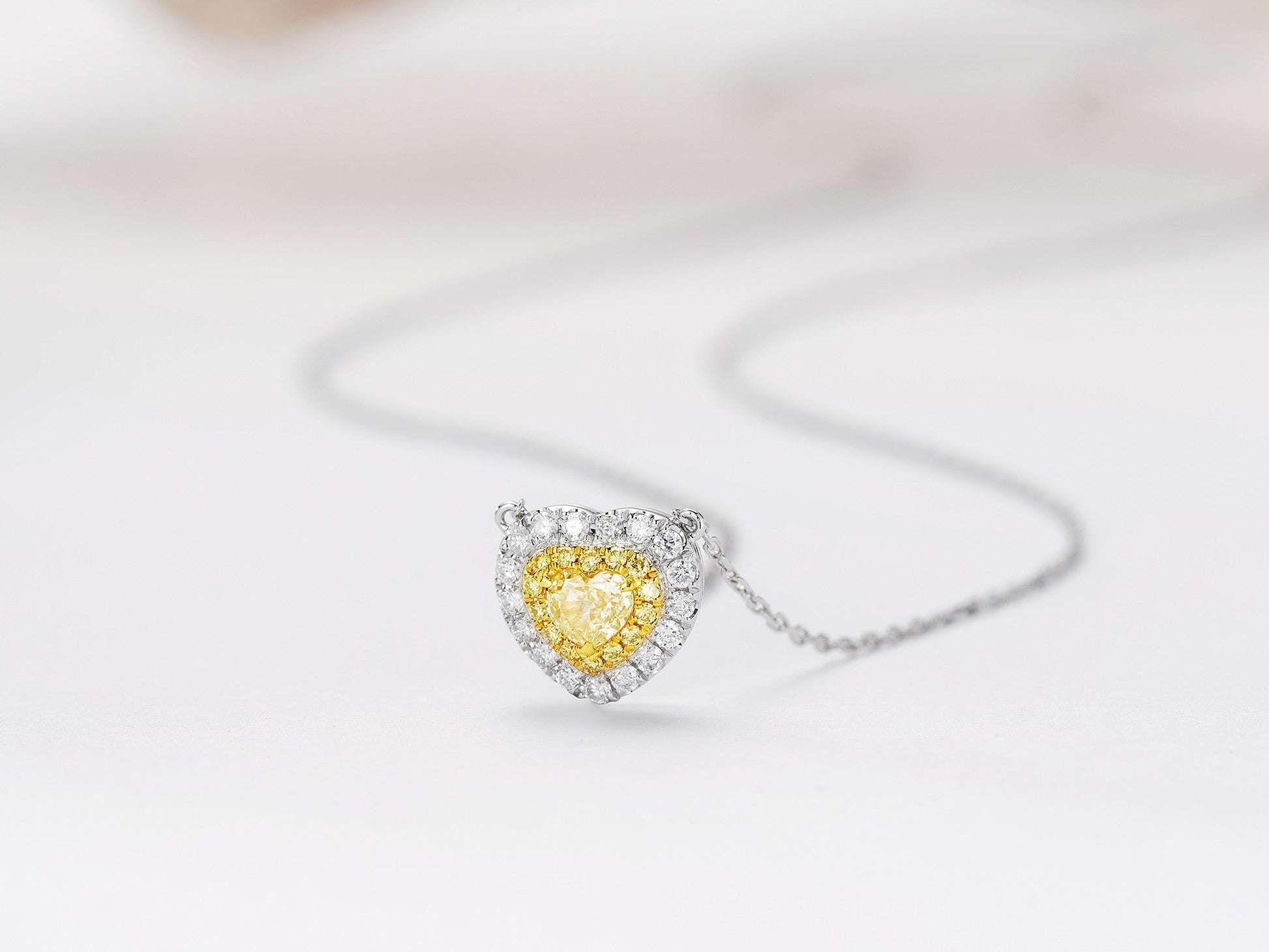 18K Yellow Gold Diamond Heart Pendant Necklace - Jewelry Delight - Yellow Diamond Necklace