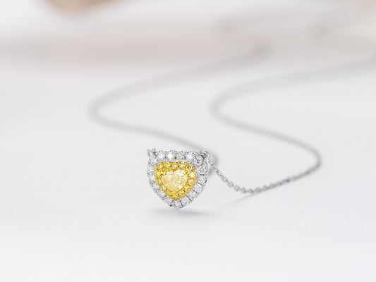 18K Yellow Gold Diamond Heart Pendant Necklace - Jewelry Delight - Yellow Diamond Necklace