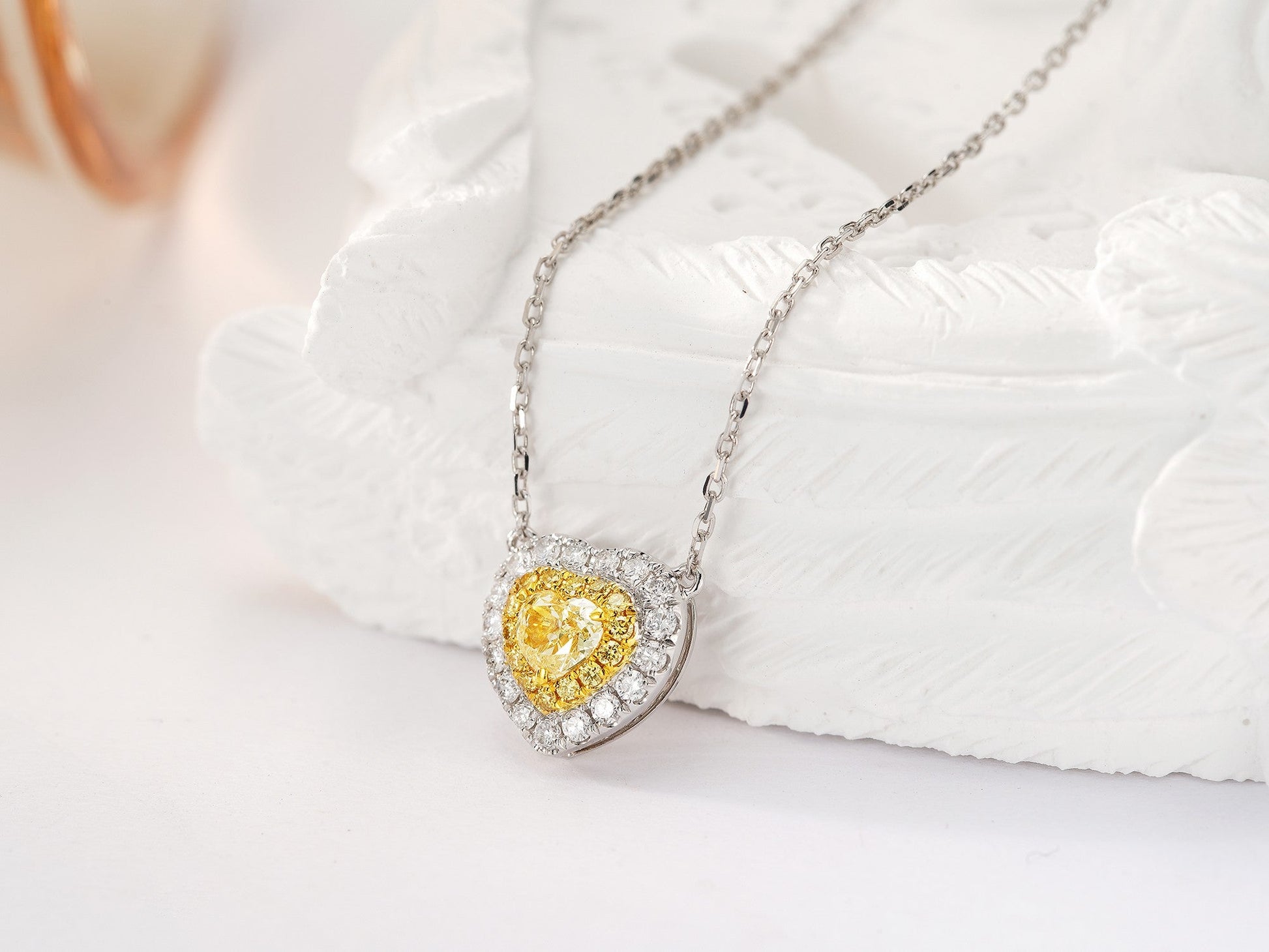 18K Yellow Gold Diamond Heart Pendant Necklace - Jewelry Delight - Yellow Diamond Necklace