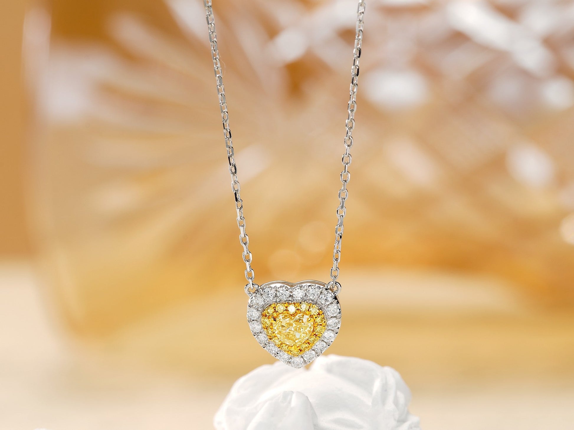 18K Yellow Gold Diamond Heart Pendant Necklace - Jewelry Delight - Yellow Diamond Necklace