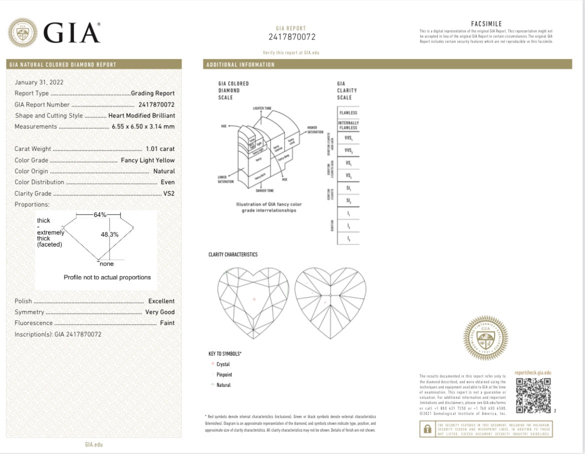 18K Yellow Gold Diamond Heart-shaped Double Teardrop Ring with GIA Certificate - GIA Yellow Diamond Ring