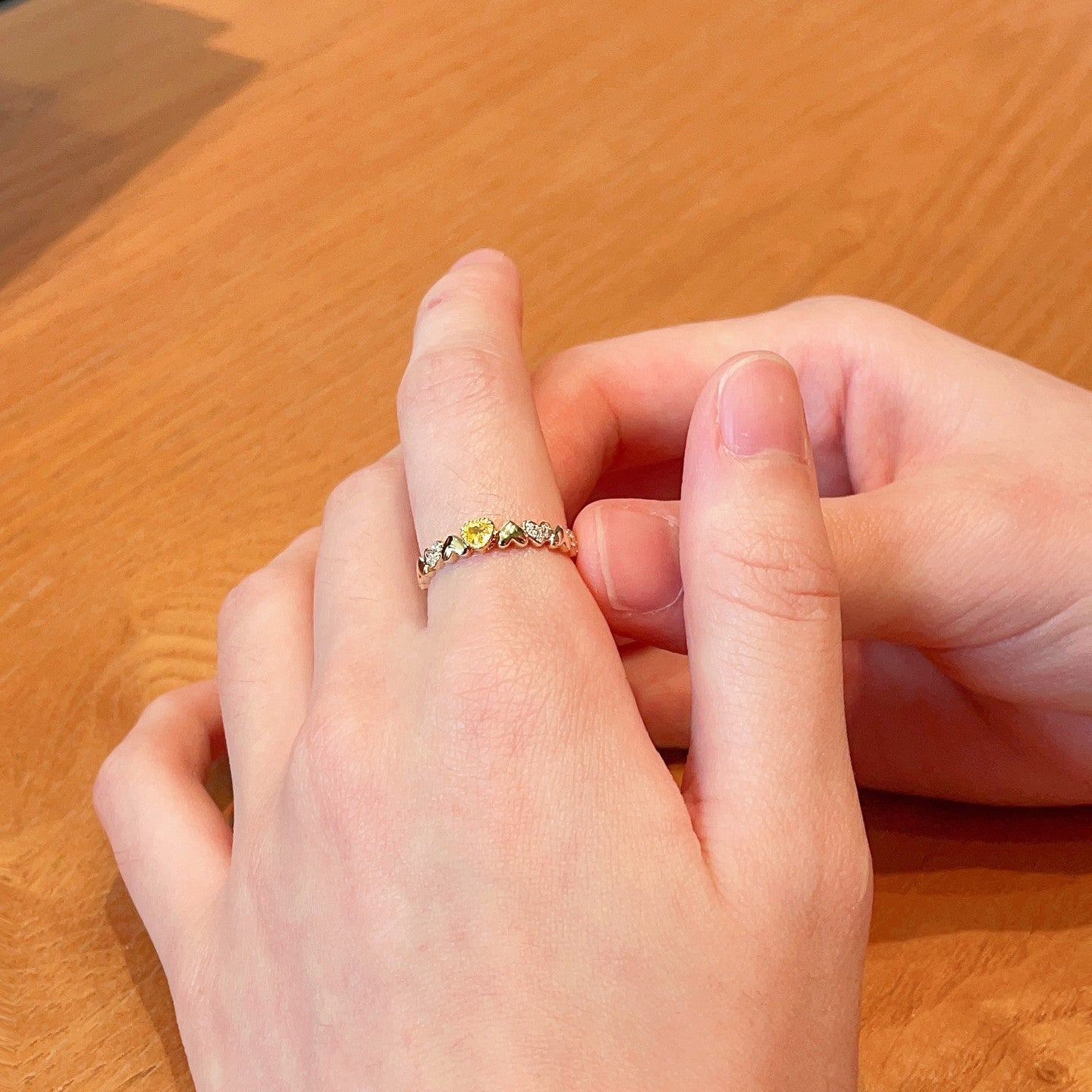 18K Yellow Gold Diamond Heart-Shaped Irregular Ring | Unique Jewelry Piece - Yellow Diamond Ring