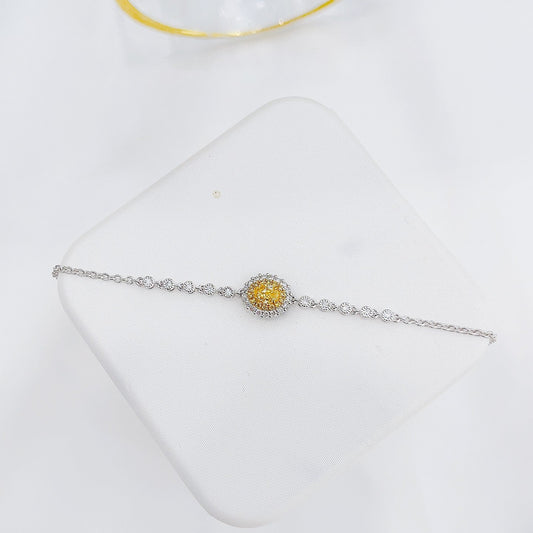 18K Yellow Gold Diamond Oval Bubble Bracelet - Luxury Jewelry - Yellow Diamond Bracelet