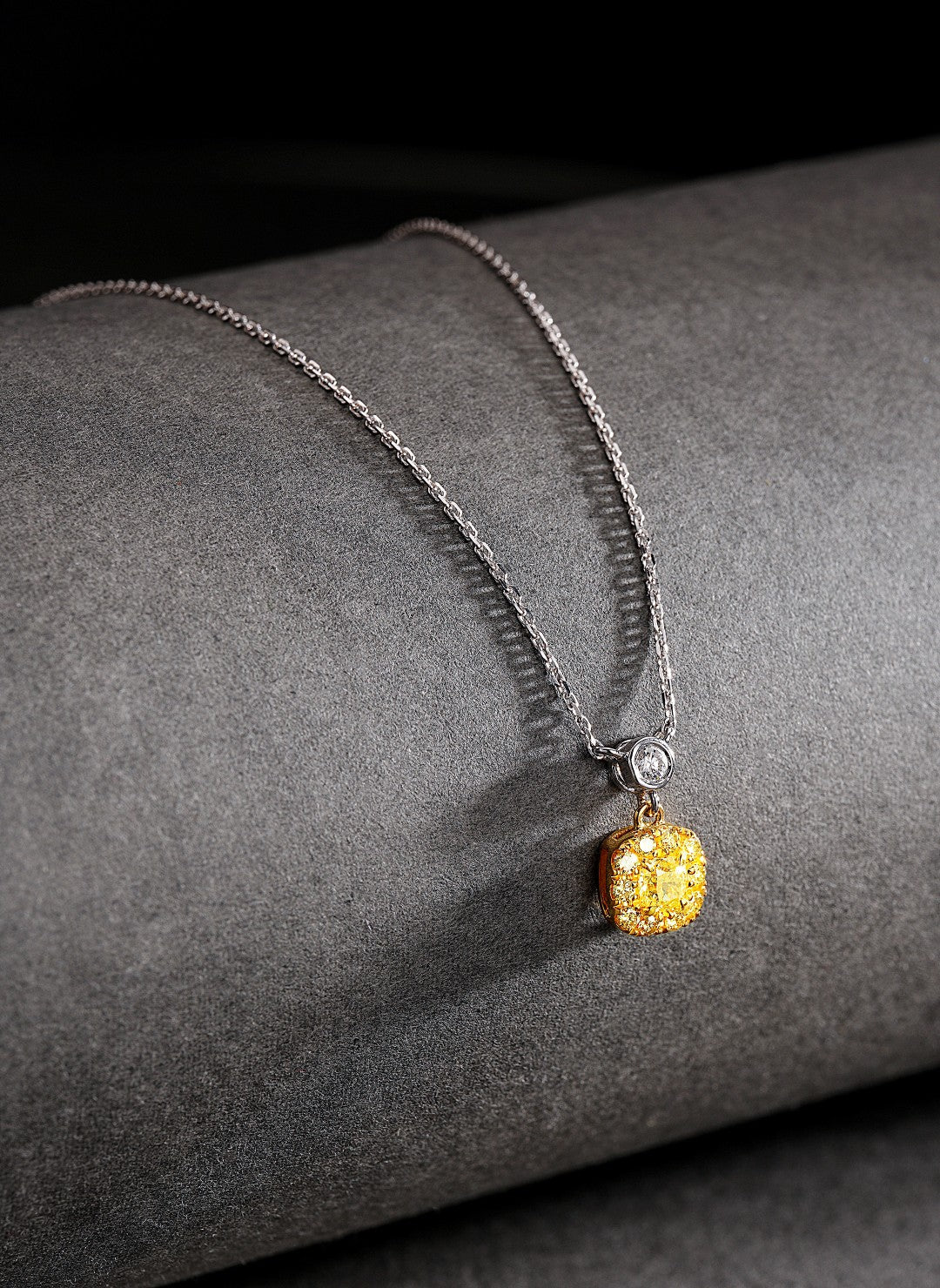 18K Yellow Gold Diamond Pillow Bubble Necklace | Luxury Jewelry - Yellow Diamond Necklace