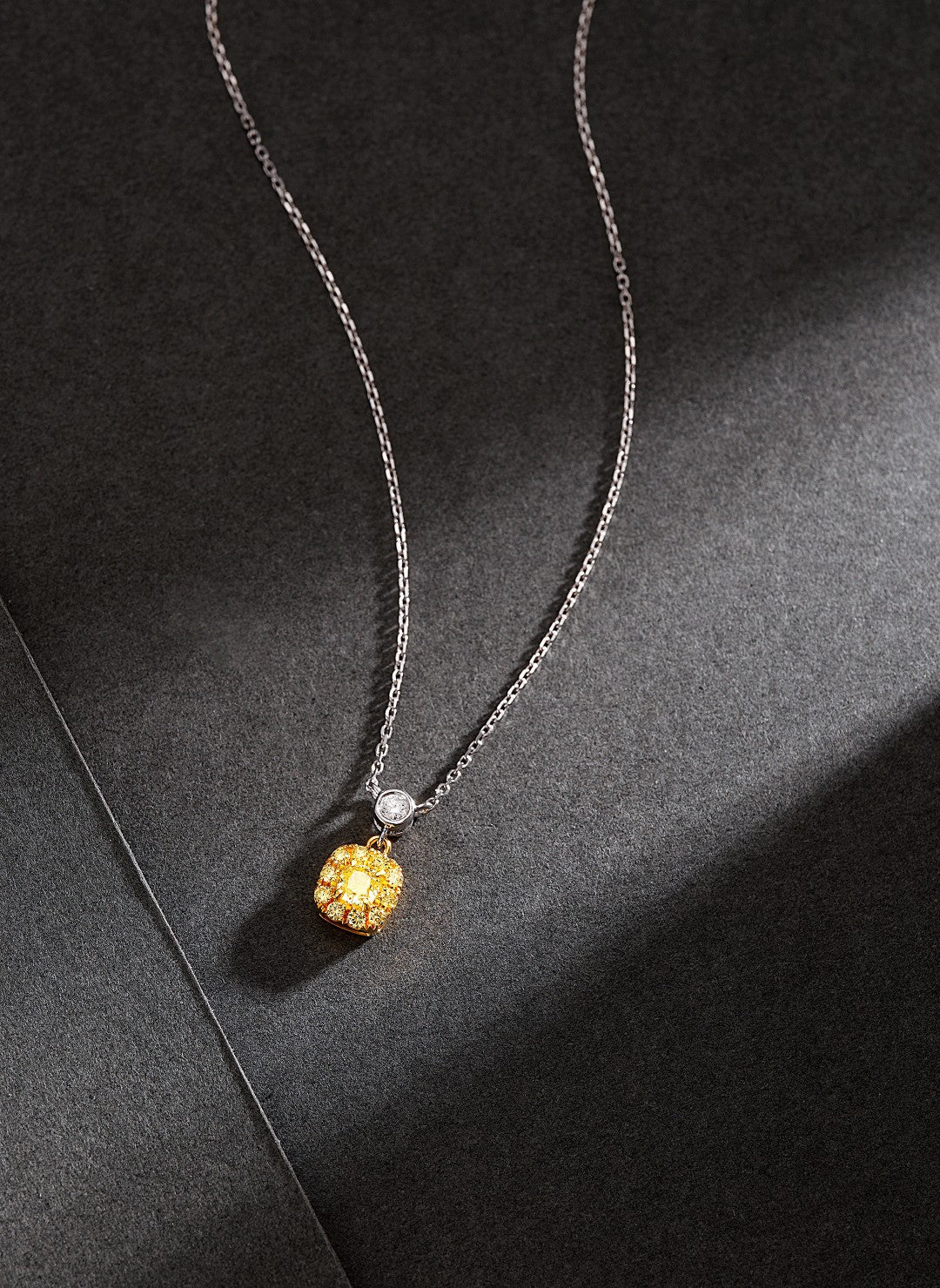 18K Yellow Gold Diamond Pillow Bubble Necklace | Luxury Jewelry - Yellow Diamond Necklace