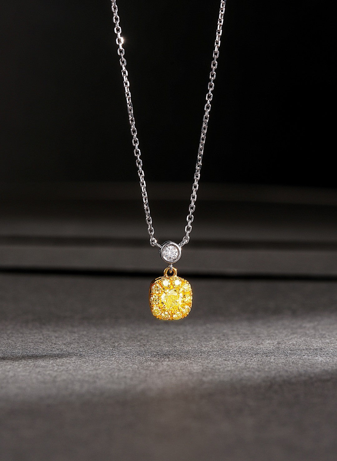 18K Yellow Gold Diamond Pillow Bubble Necklace | Luxury Jewelry - Yellow Diamond Necklace