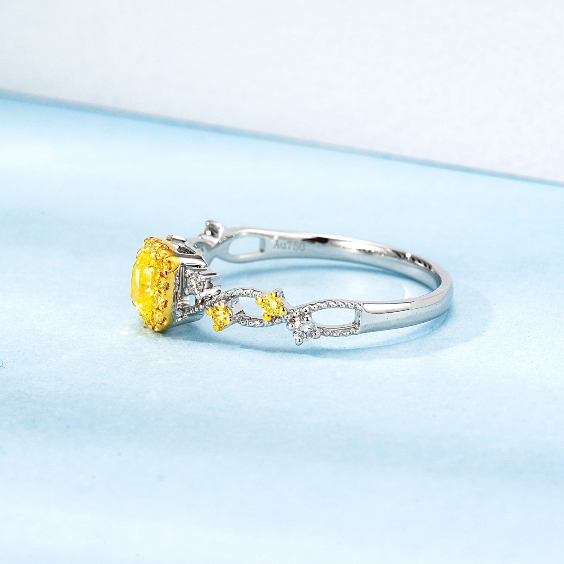 18K Yellow Gold Diamond Pillow-Edge Crossover Ring - Premium Jewelry - Yellow Diamond Ring