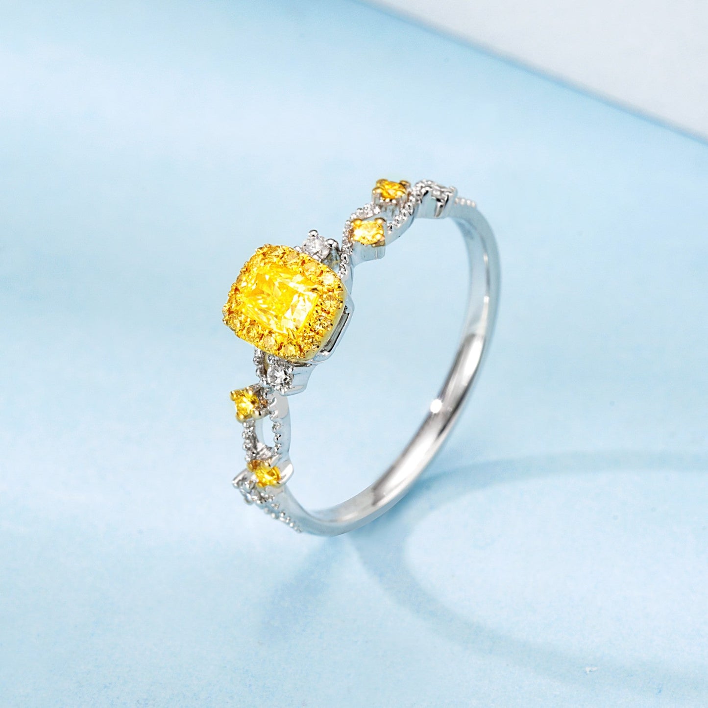 18K Yellow Gold Diamond Pillow-Edge Crossover Ring - Premium Jewelry - Yellow Diamond Ring