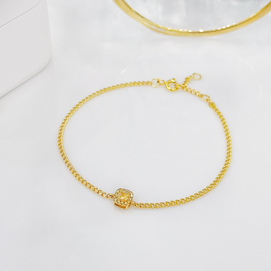 18K Yellow Gold Diamond Pillow Shape Cuban Link Bracelet - Luxury Jewelry - Yellow Diamond Bracelet