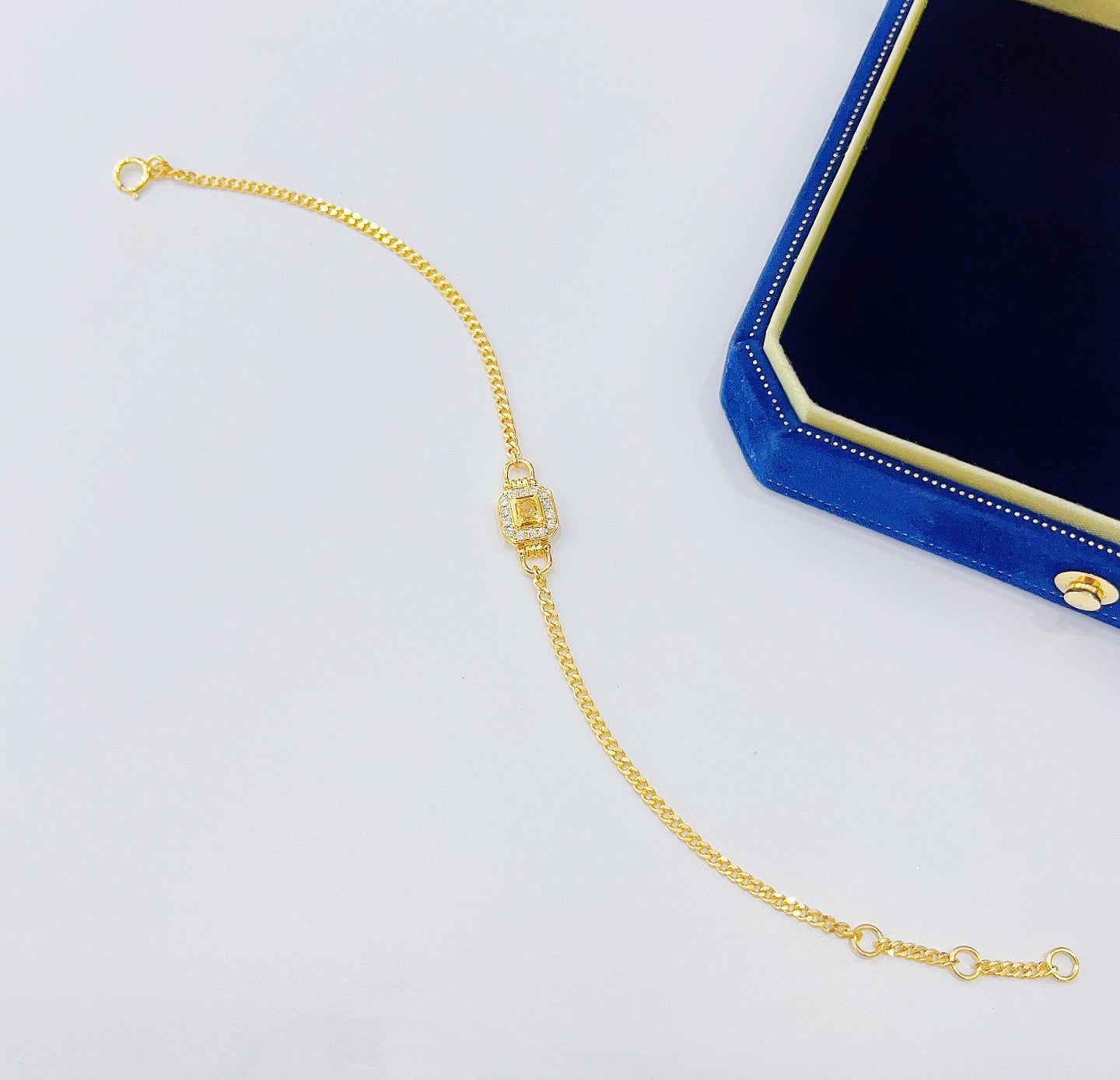 18K Yellow Gold Diamond Pillow Shape Double Clasp Bracelet - SL062-Y - Yellow Diamond Bracelet