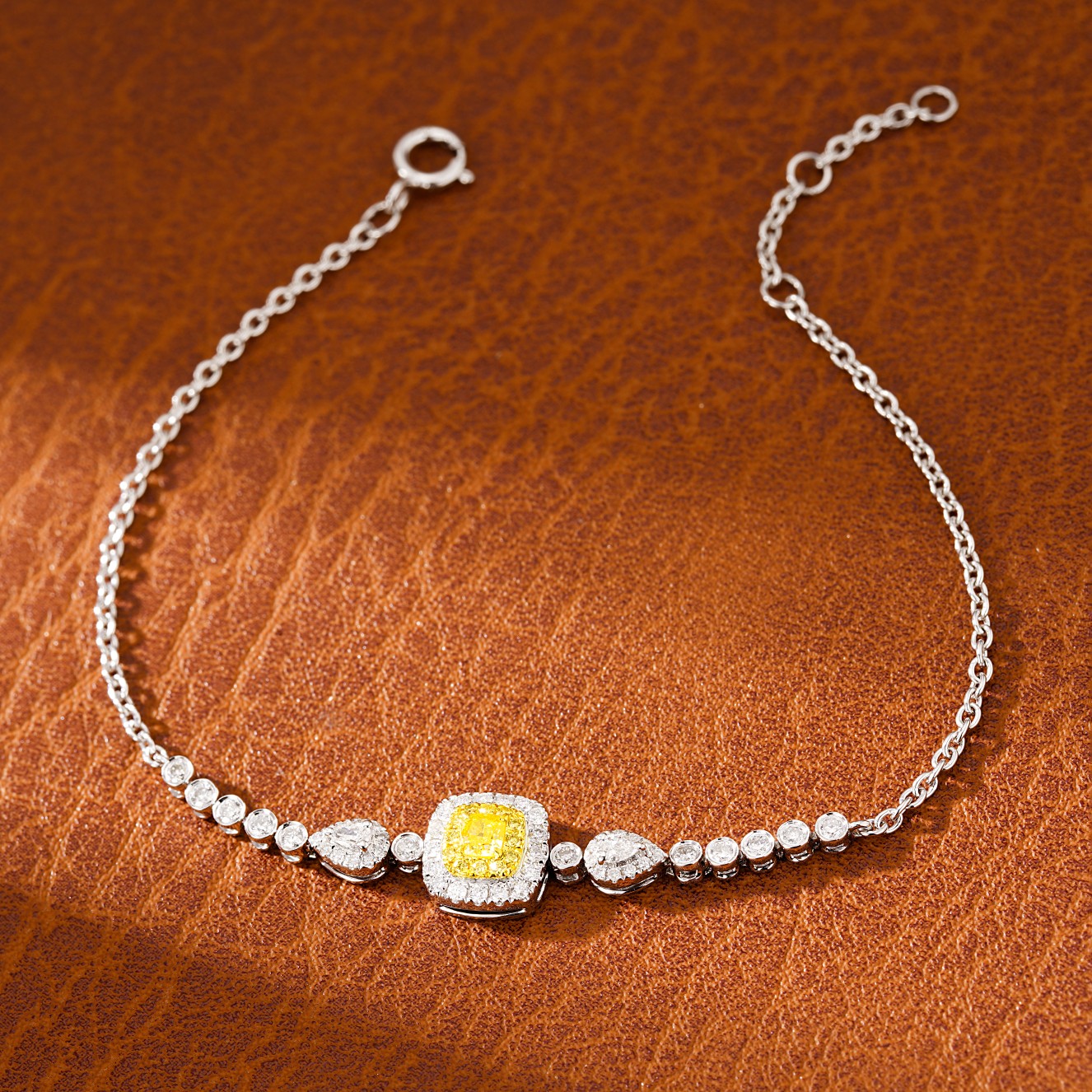 18K Yellow Gold Diamond Pillow-shaped Bubble Bracelet - Luxury Jewelry - Yellow Diamond Bracelet