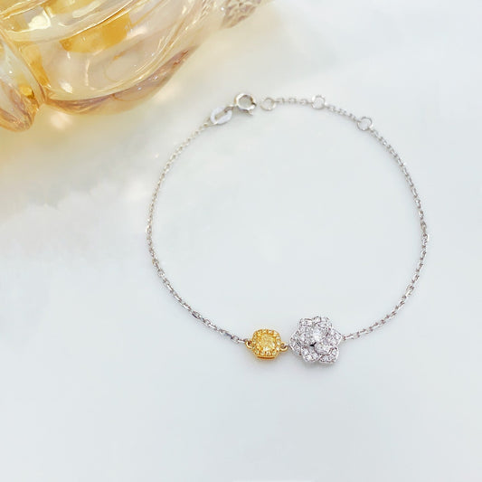 18K Yellow Gold Diamond Pillow-shaped Marquise Flower Bracelet - Exquisite Jewelry - Yellow Diamond Bracelet