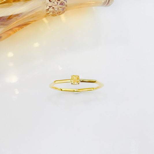 18K Yellow Gold Diamond Pillow-Shaped Octagonal Ring | Premium Jewelry - Yellow Diamond Ring