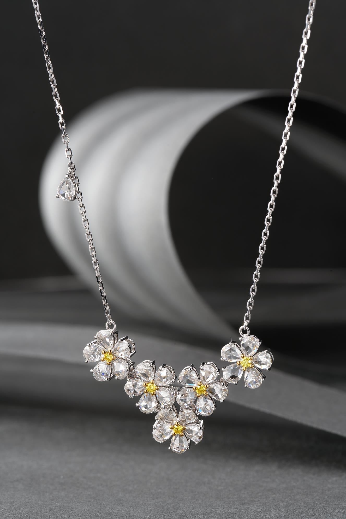 18K Yellow Gold Diamond Rose Pendant Necklace - Luxury Jewelry - Yellow Diamond Necklace