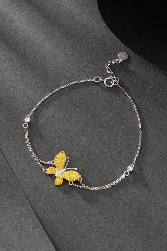 18K Yellow Gold Diamond Single Butterfly Bracelet - Luxury Jewelry - Yellow Diamond Bracelet