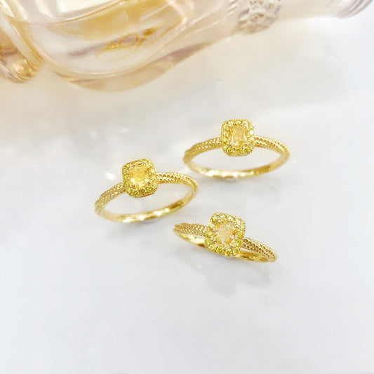 18K Yellow Gold Diamond Square Sugar Twist Ring - Jewelry Delight - Yellow Diamond Ring