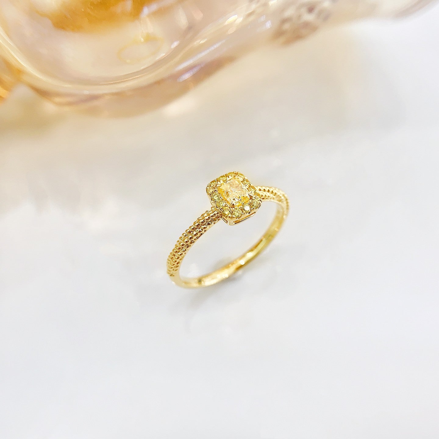 18K Yellow Gold Diamond Square Sugar Twist Ring - Jewelry Delight - Yellow Diamond Ring