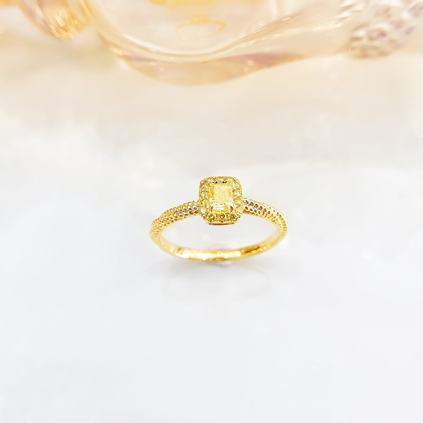 18K Yellow Gold Diamond Square Sugar Twist Ring - Jewelry Delight - Yellow Diamond Ring