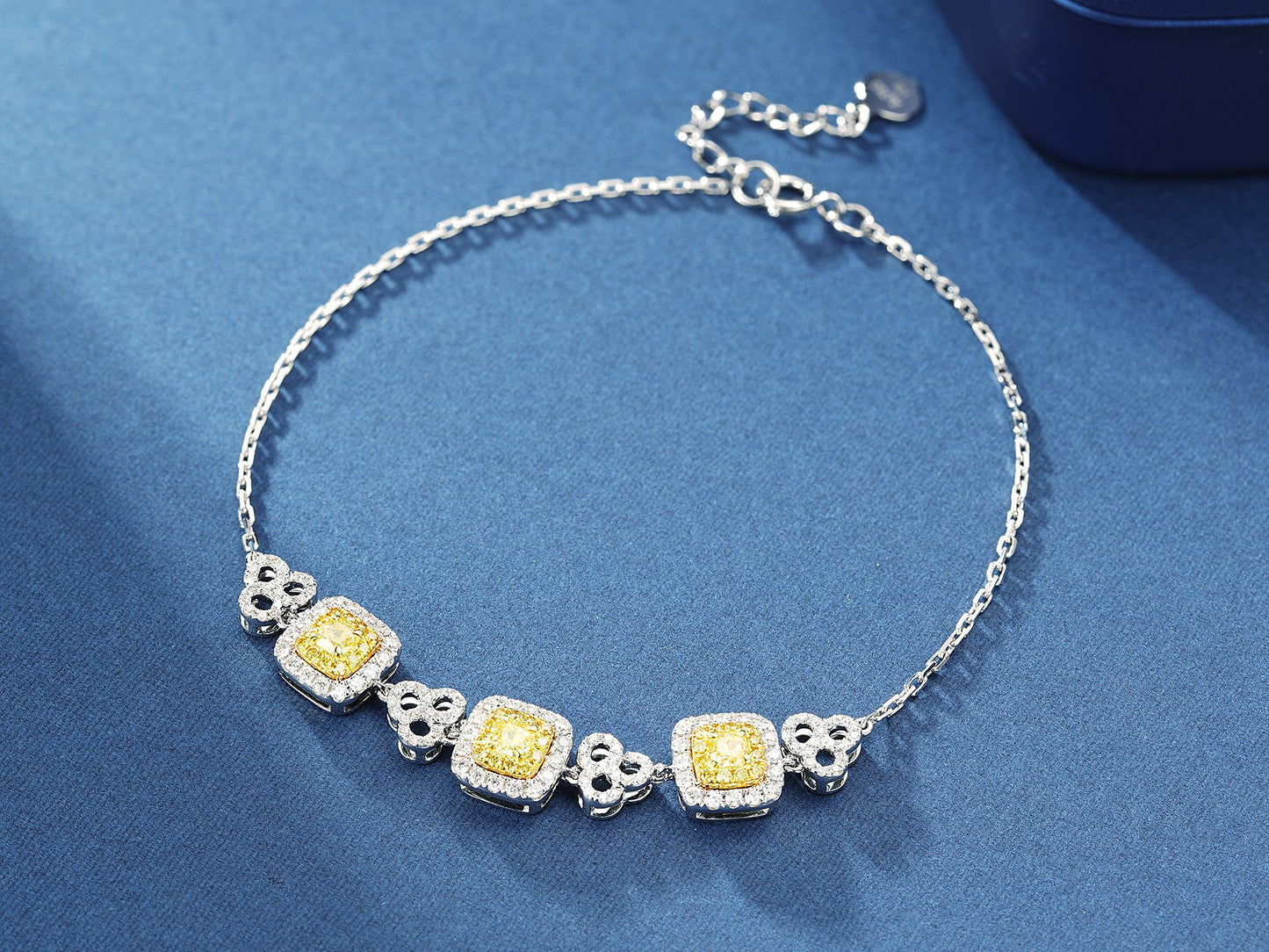 18K Yellow Gold Diamond Triple Stone Bracelet - Luxury Jewelry - Yellow Diamond Bracelet